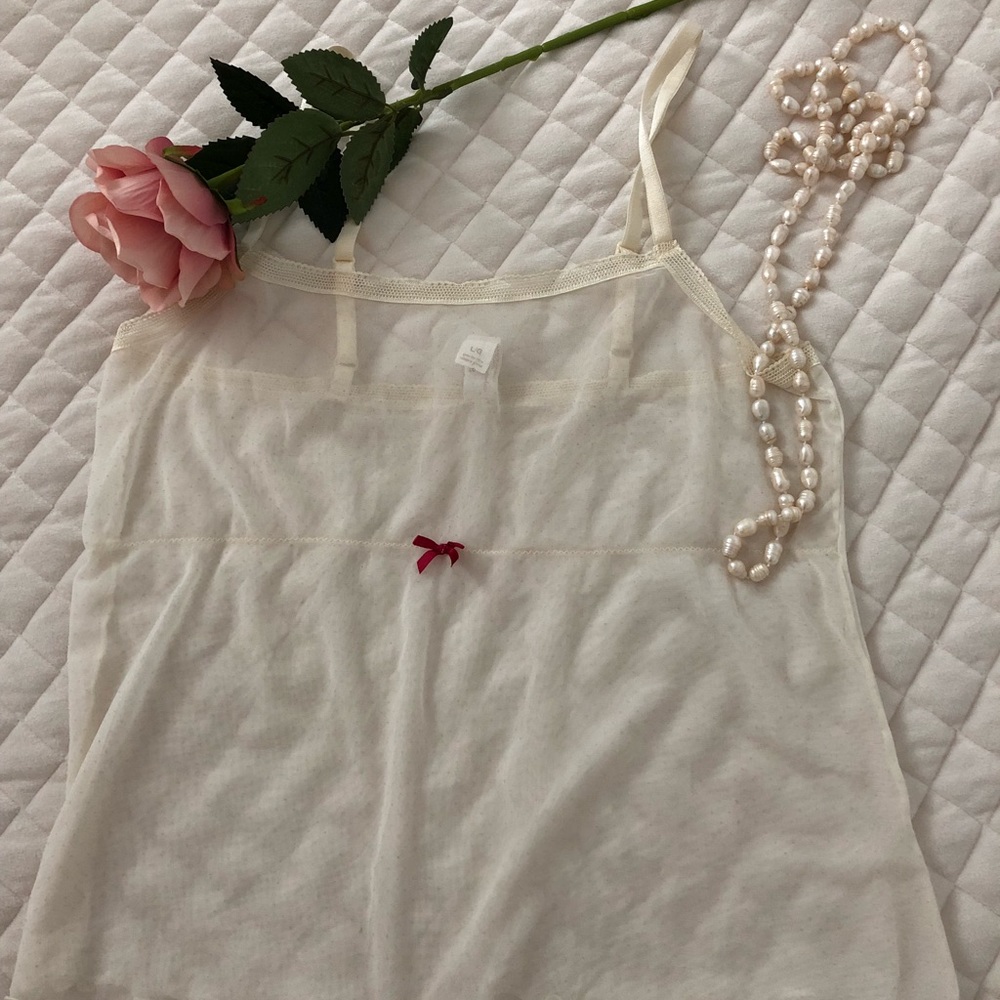 Sheer off white thank top